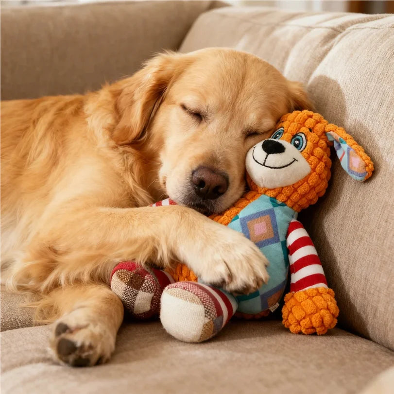 Interactive Plush Toy for Cat And Dog, Cute Squeaky Bite Resistant Puzzle Chew Toy for Teeth Cleaning