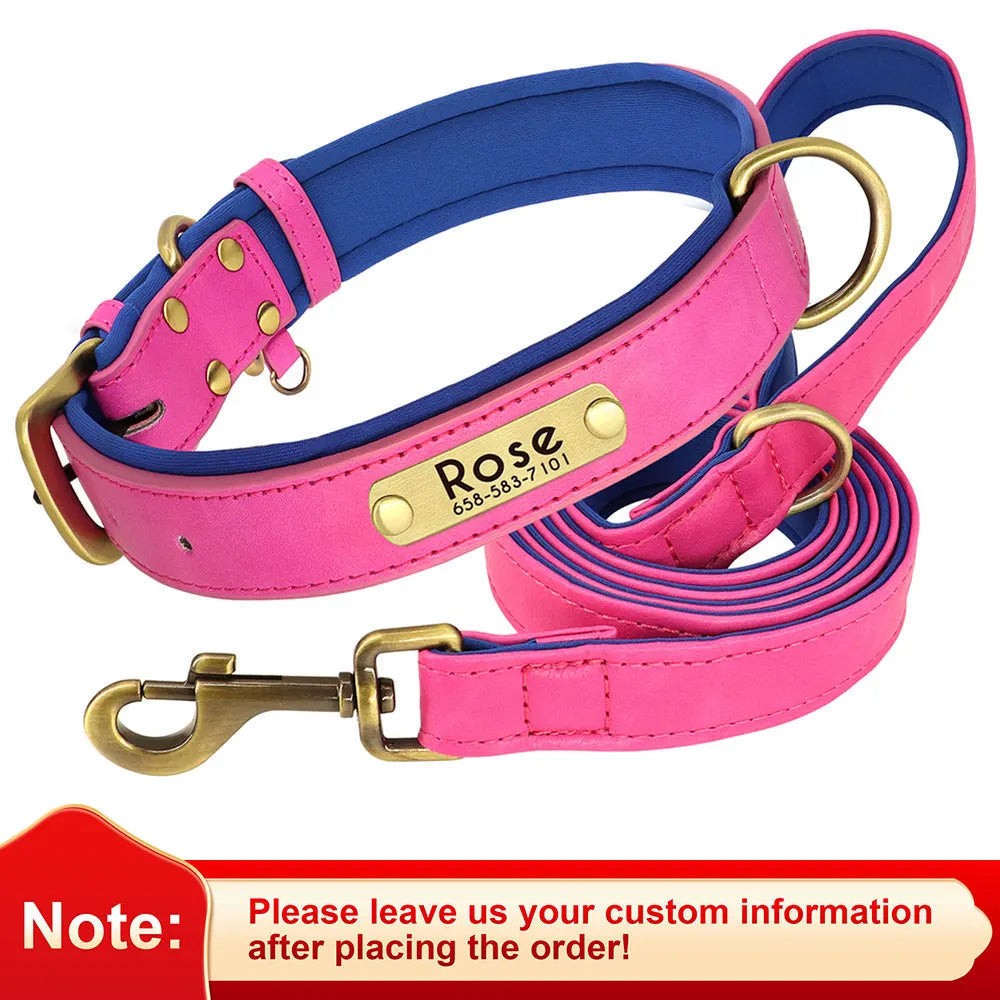 Personalized Dog Collar Leash for Small Large Dogs Soft Padded