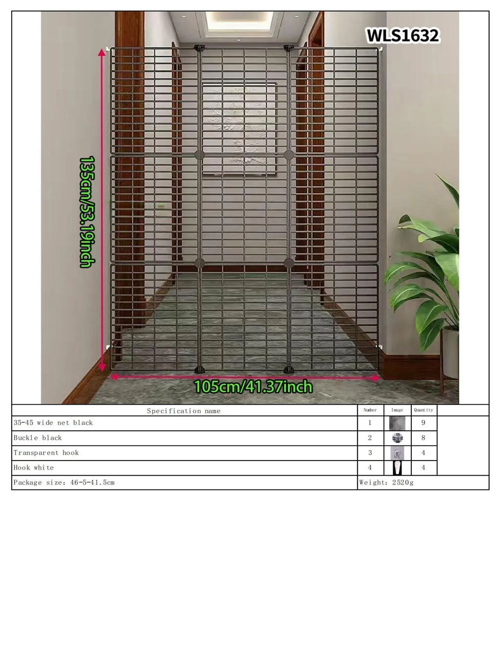 Gate Barrier, No-Drill Gate Barrier, Wire Mesh to Block Dogs, Isolation for Doorways, Stairs, Balconies, Pet Fence