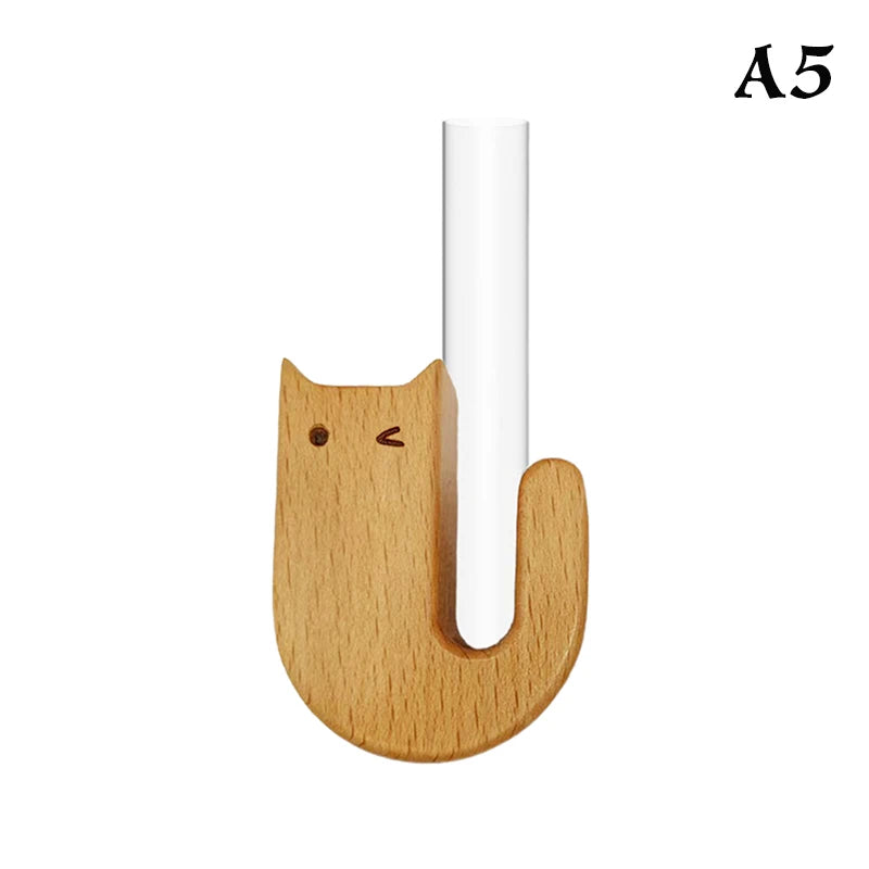 Cat Whisker Vase  Fridge Magnet Wooden And Glass Pet Hair Beard Collector Pets Souvenir Gift Home Decor