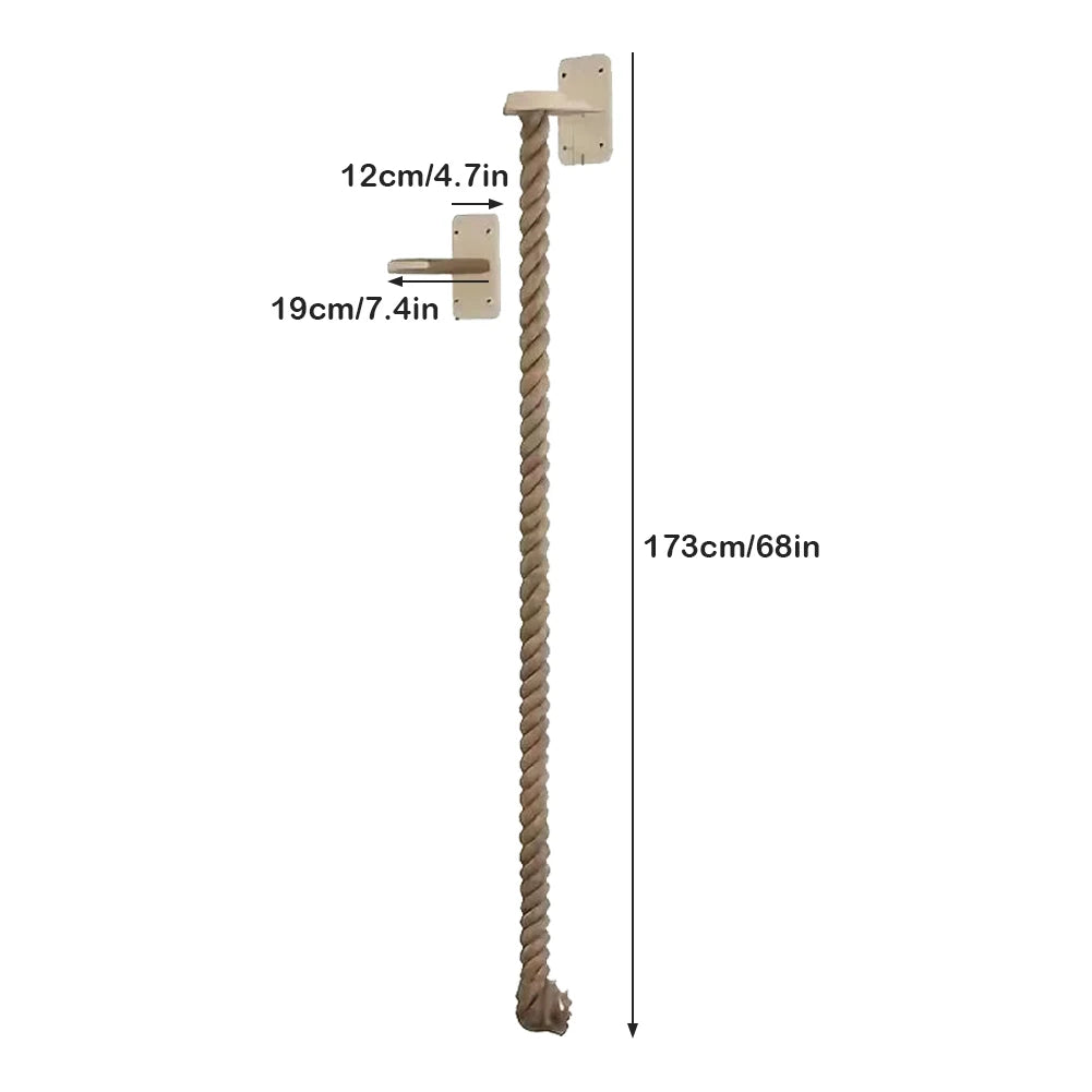 Cat Climbing Rope with Wood Platform, Thickened Sisal Rope, Reusable Wall Mounted Rope for Cat Play Equipment