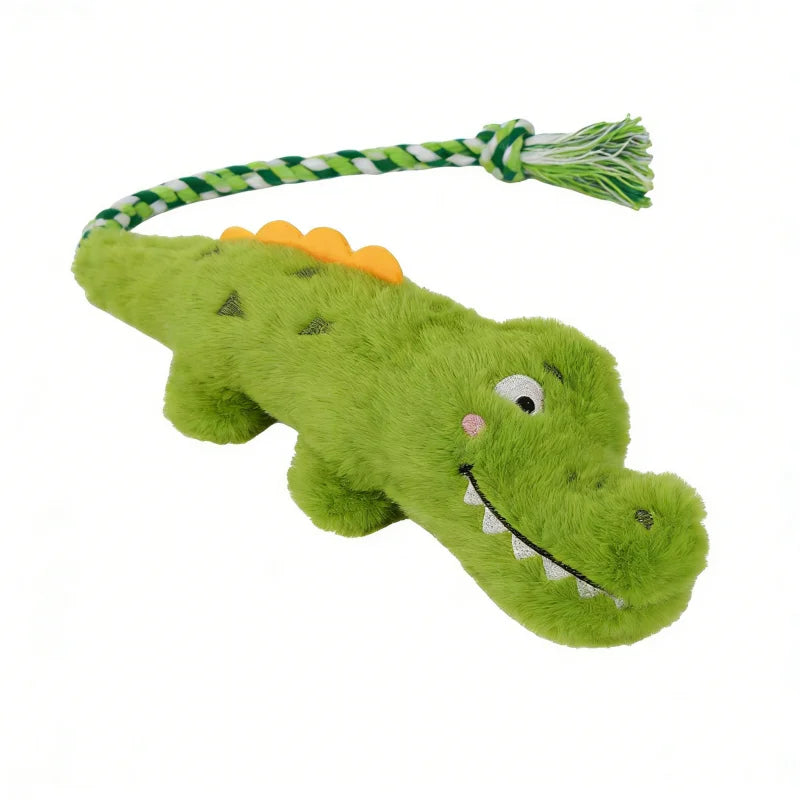 Pet Crocodile Chew Knotted Indestructible Plush Raw Dog Play Toy ,Cute Animal Rope ,Safe ,Puppy Tooth Chew Dog Tough