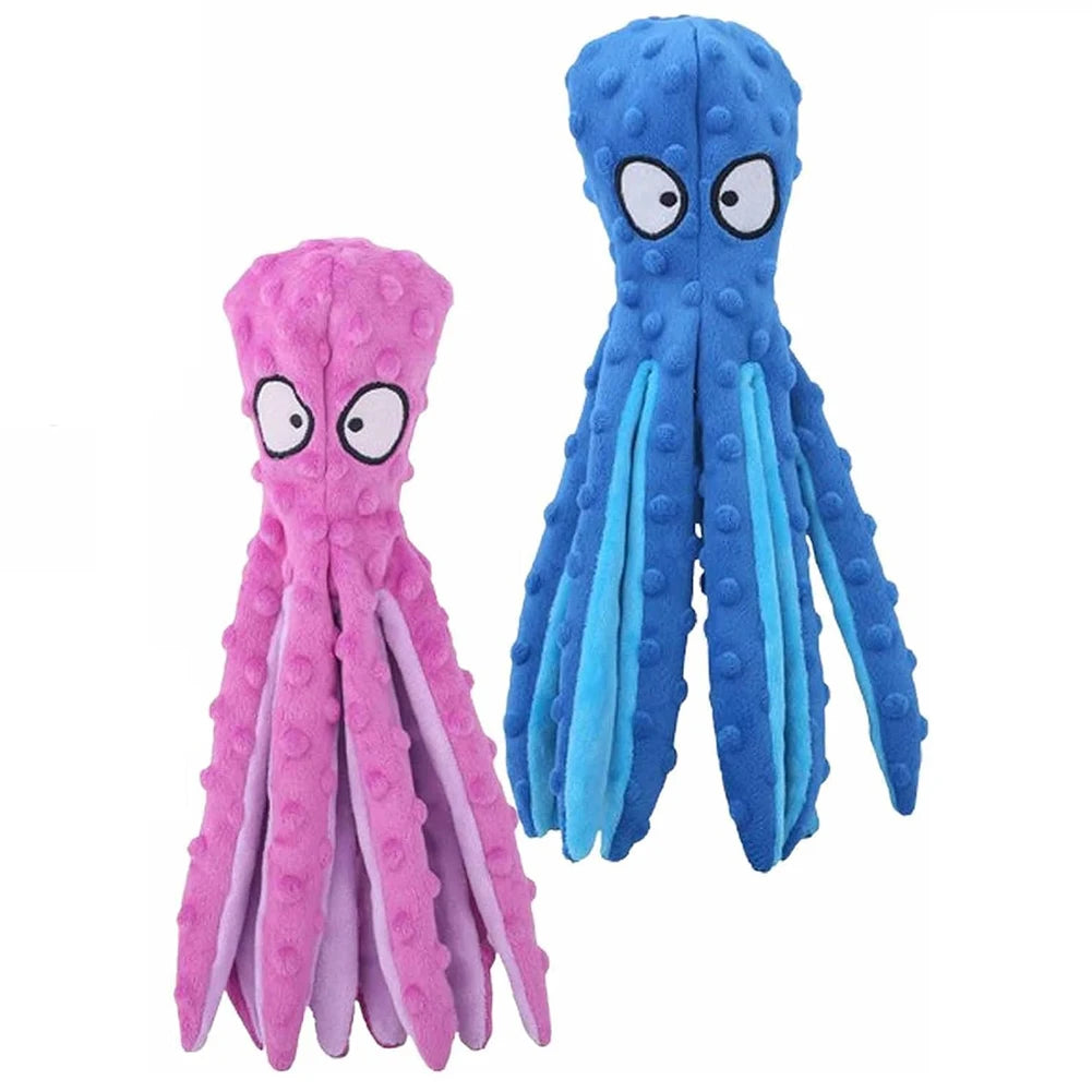 Octopus Plush Toy , Interactive Chew Toy,  Bite Resistant , No Stuffing Squeaky Plush Puzzle Toy for Small and Medium Dogs