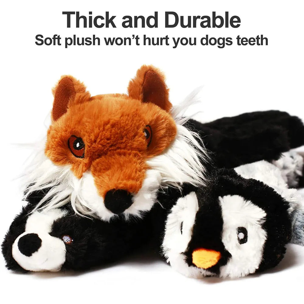 Funny Simulated Animal ,No Stuffing Dog Toy with Squeakers, Durable Stuffingless Plush Toy ,Crinkle Squeak Toy