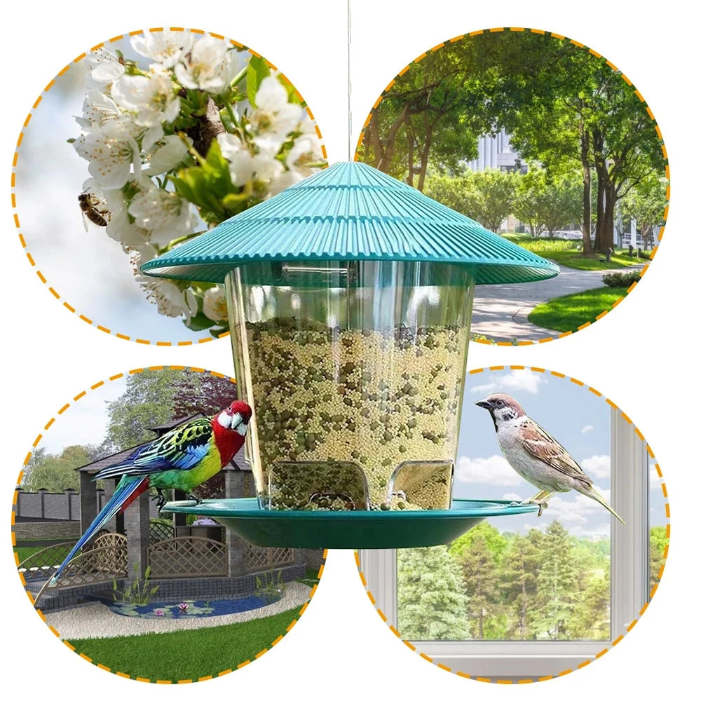 Bird Feeder Automatic Feeding, Outdoor Bird Feeder Hanging, Multiple Hole Dispenser Holder Food Container