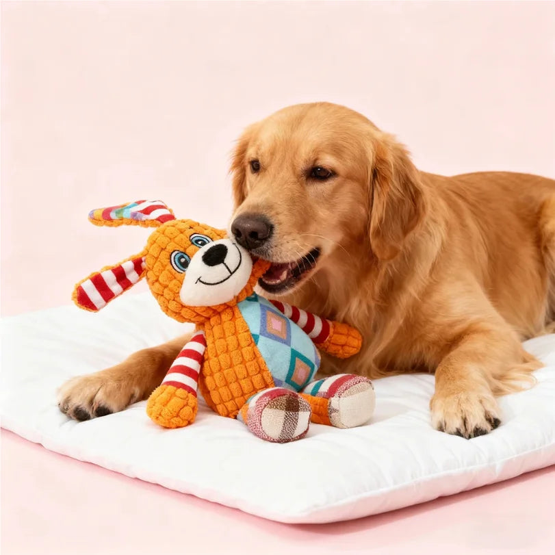 Interactive Plush Toy for Cat And Dog, Cute Squeaky Bite Resistant Puzzle Chew Toy for Teeth Cleaning