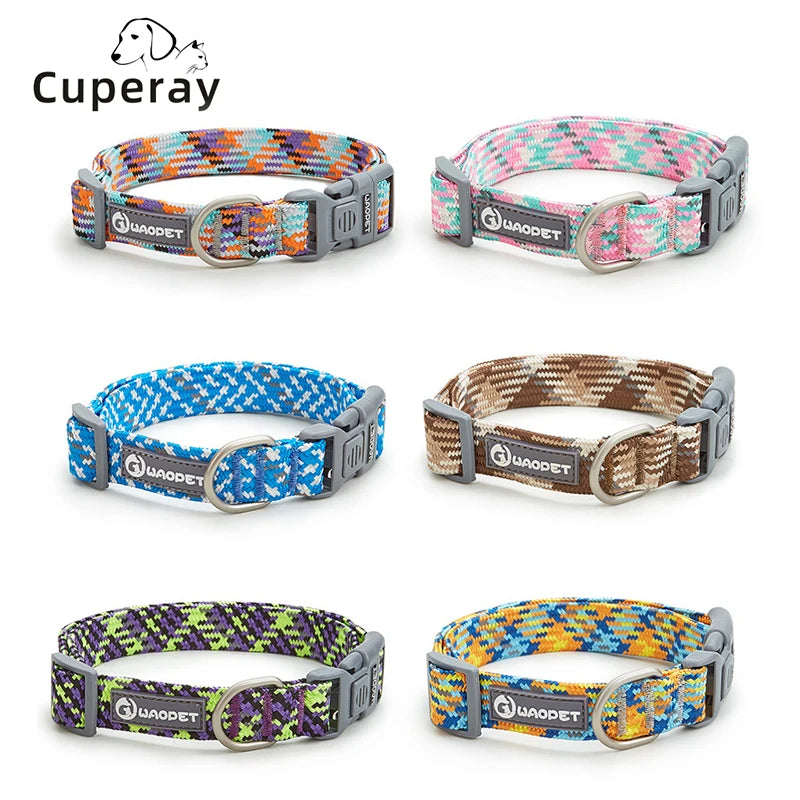 Nylon Dog Collar ,Adjustable, Reflective with Metal Buckle and Quick Release Buckle Large and Medium Dog Pet Collars
