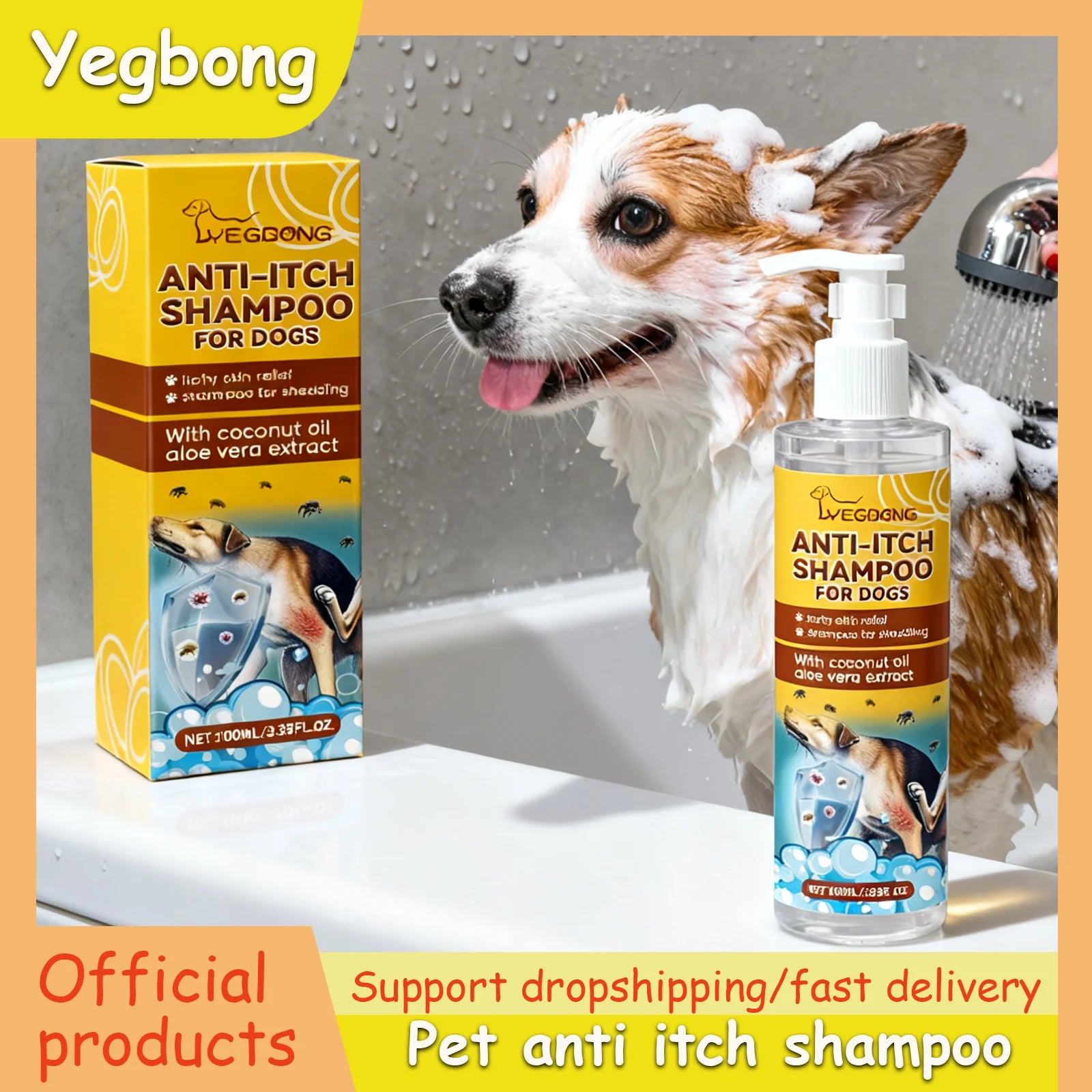100ml Dog Shampoo for Itchy Skin - Fast Relief, Nourishing & Hydrating, Deodorizing Pet Wash to Smooth Fur & Soothe Sensitive