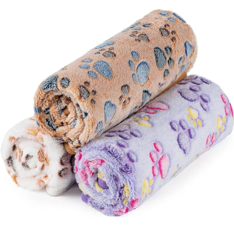 New Pet Blanket Cute Dog Paw Pattern Soft Fluffy High Quality Flannel Warm Comfortable Blanket