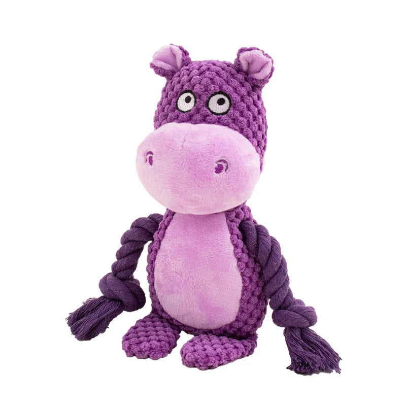Cute Animal Rope Dog Toy, Cute Plush Puppy Chew Squeak Knot Toy