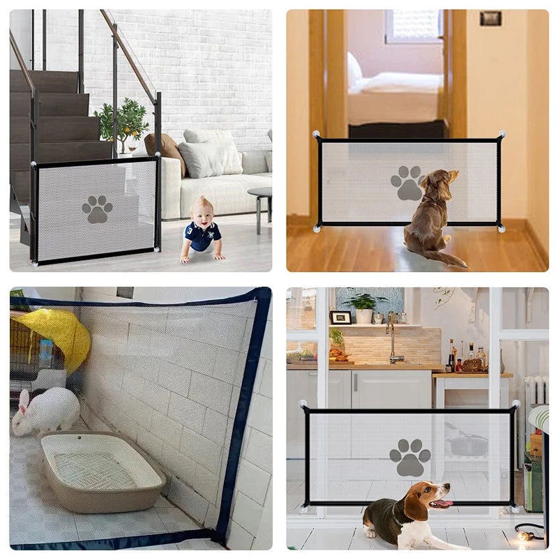 Pet Barrier,Portable Folding Breathable Mesh Cat and Dog Safety Fence  to Ensure Pet Safety