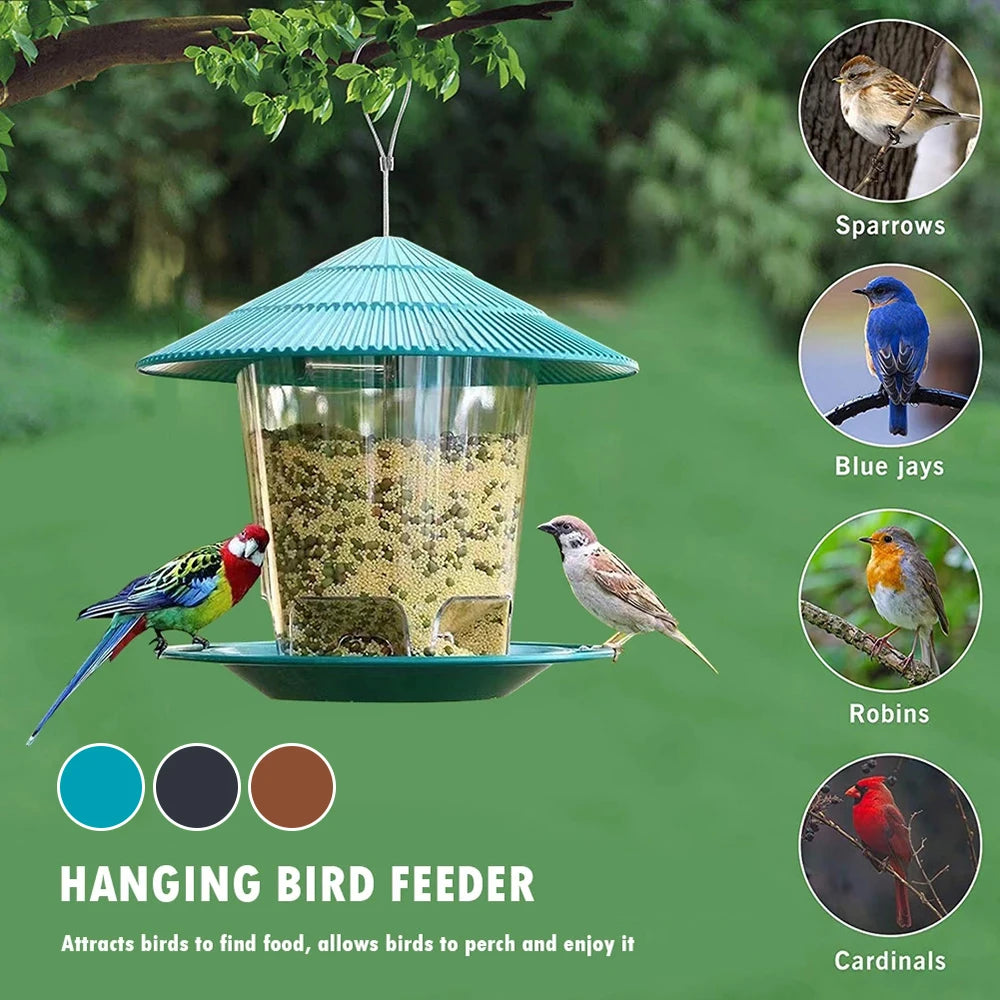 Bird Feeder Automatic Feeding, Outdoor Bird Feeder Hanging, Multiple Hole Dispenser Holder Food Container