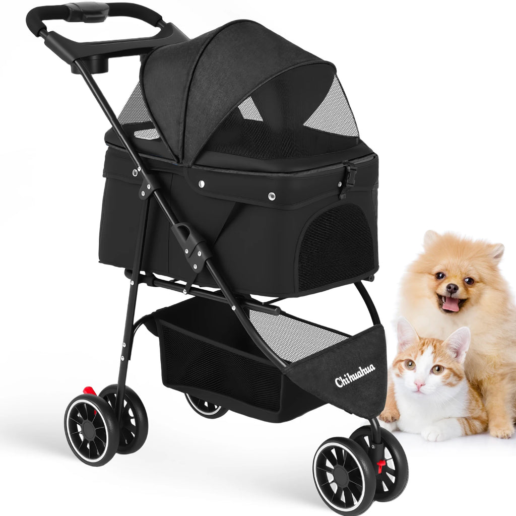 Pet Stroller For Small Puppy Dogs & Cats ,Travel Portable Dog Stroller , Foldable Dog and Cat Carrier