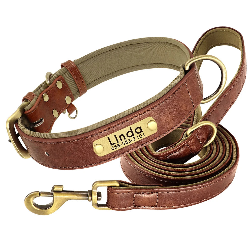Personalized Dog Collar Leash for Small Large Dogs Soft Padded