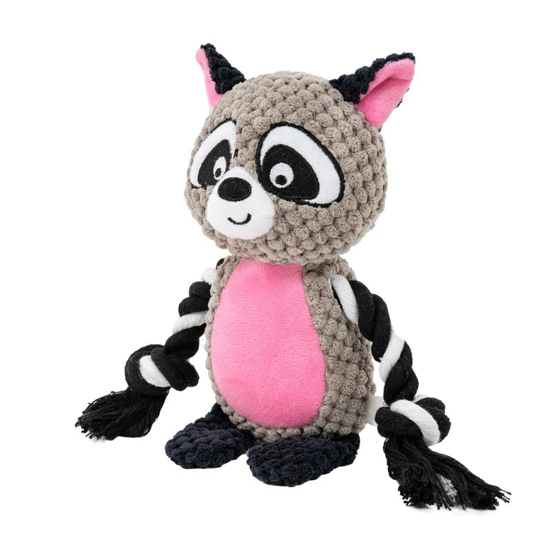 Cute Animal Rope Dog Toy, Cute Plush Puppy Chew Squeak Knot Toy