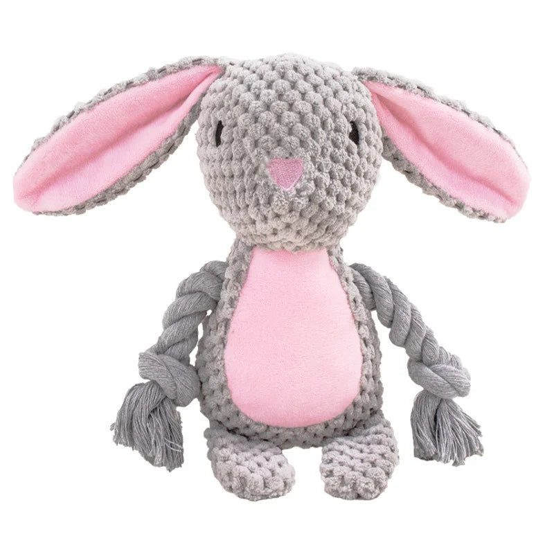 Cute Animal Rope Dog Toy, Cute Plush Puppy Chew Squeak Knot Toy
