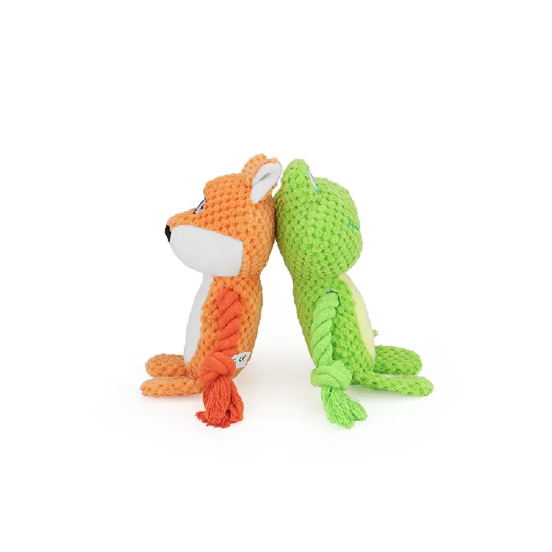 Cute Animal Rope Dog Toy, Cute Plush Puppy Chew Squeak Knot Toy