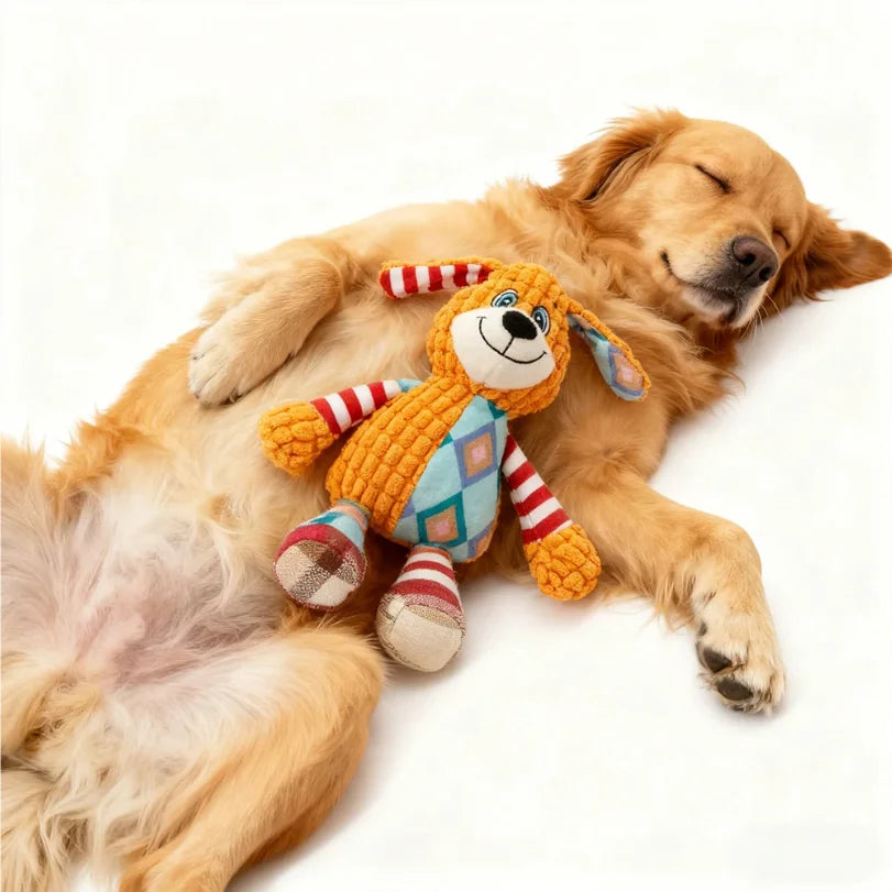 Interactive Plush Toy for Cat And Dog, Cute Squeaky Bite Resistant Puzzle Chew Toy for Teeth Cleaning