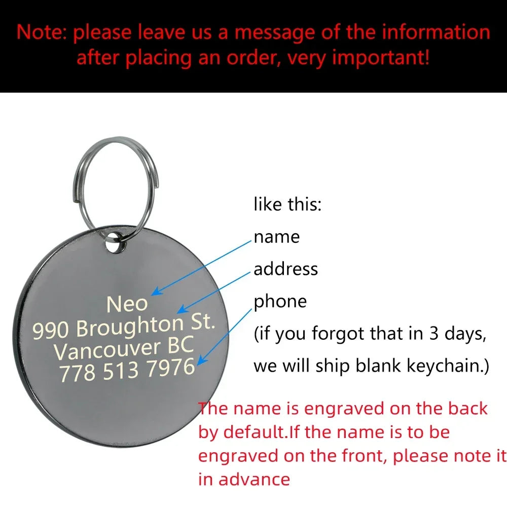 VIP Customizable Engraved Pets ID Tag for Dogs and Cats. Bronze Nameplate Tags Personalized  Collar ID Pendant