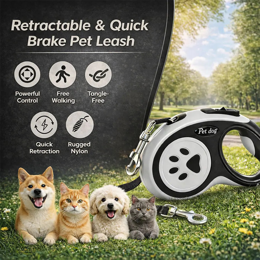 Retractable Dog Leash with 360° Tangle-Free Design, 16 ft Durable Nylon Tape