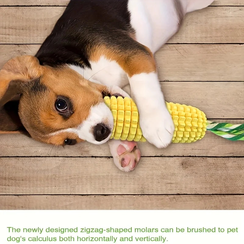 Indestructible Dog Chew Toy Heavy-Duty Rubber Bone Corn Grain Texture for Medium, Large Dogs
