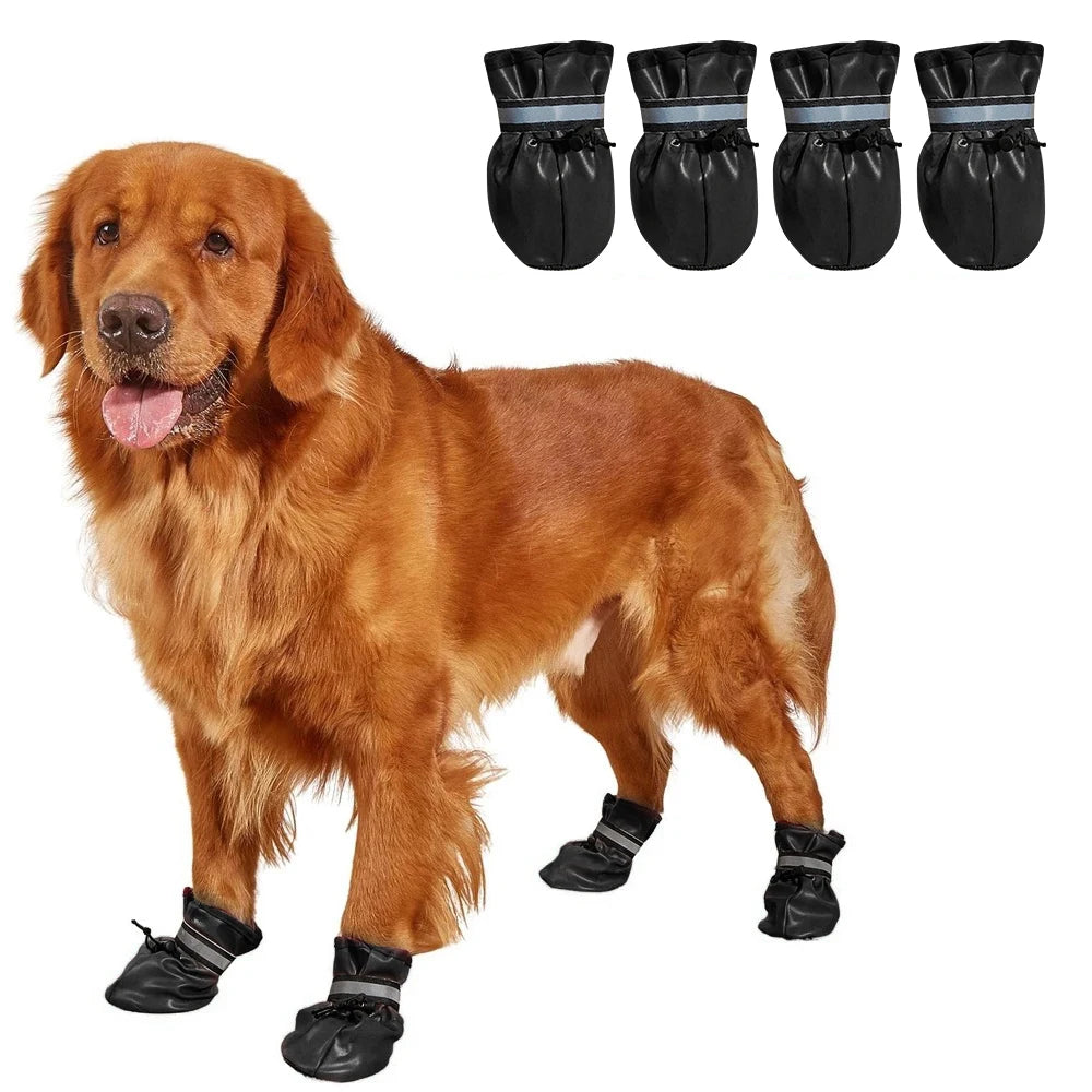 All Season 4 pcs Medium and Large Dog Shoes Outdoor and Indoor Shoes With Reflective Closure