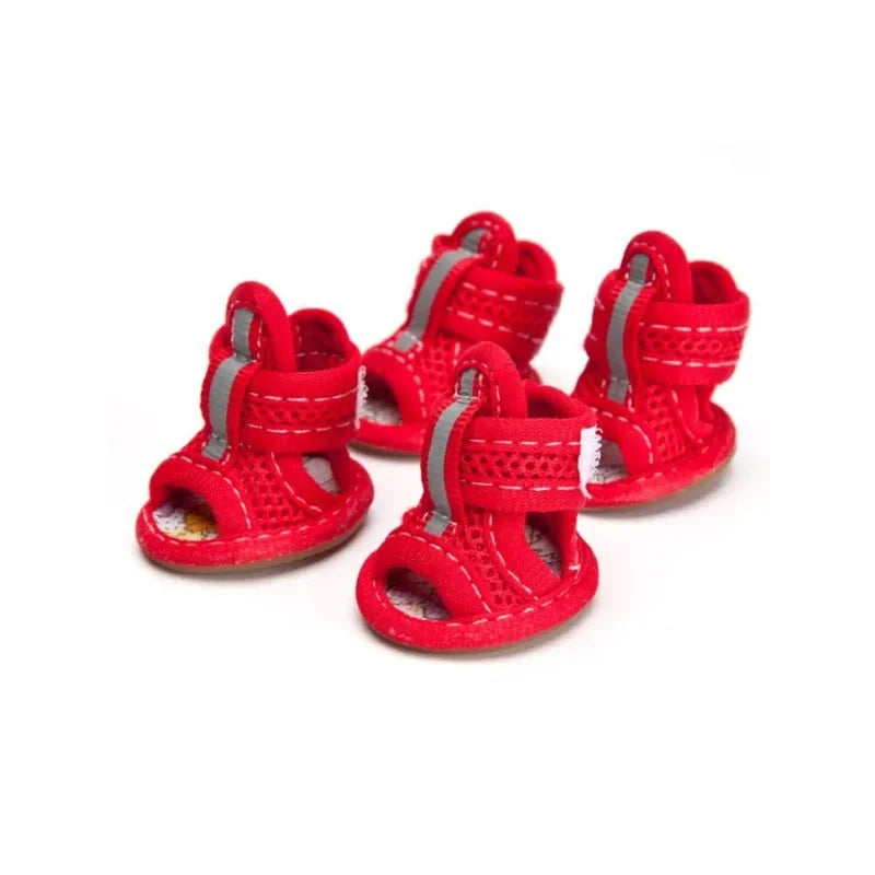 4PCS/set Pink Summer Non-slip Dog Shoes , Breathable Sandals for Dogs