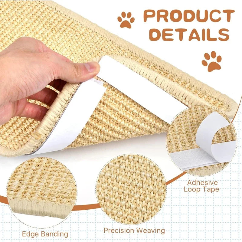 Natural Sisal Cat Scratcher Mat,Horizontal Floor Scratching Pad Rug Protect Couch and Carpets