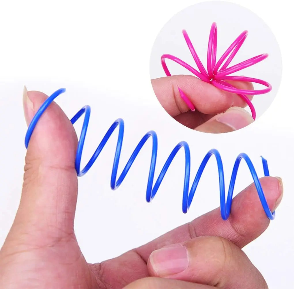 4/200Pcs Cat Spring Toy, Cat Spiral Toys Interactive for Indoor Colorful Cats ,Plastic Spring, Hunting, Swatting