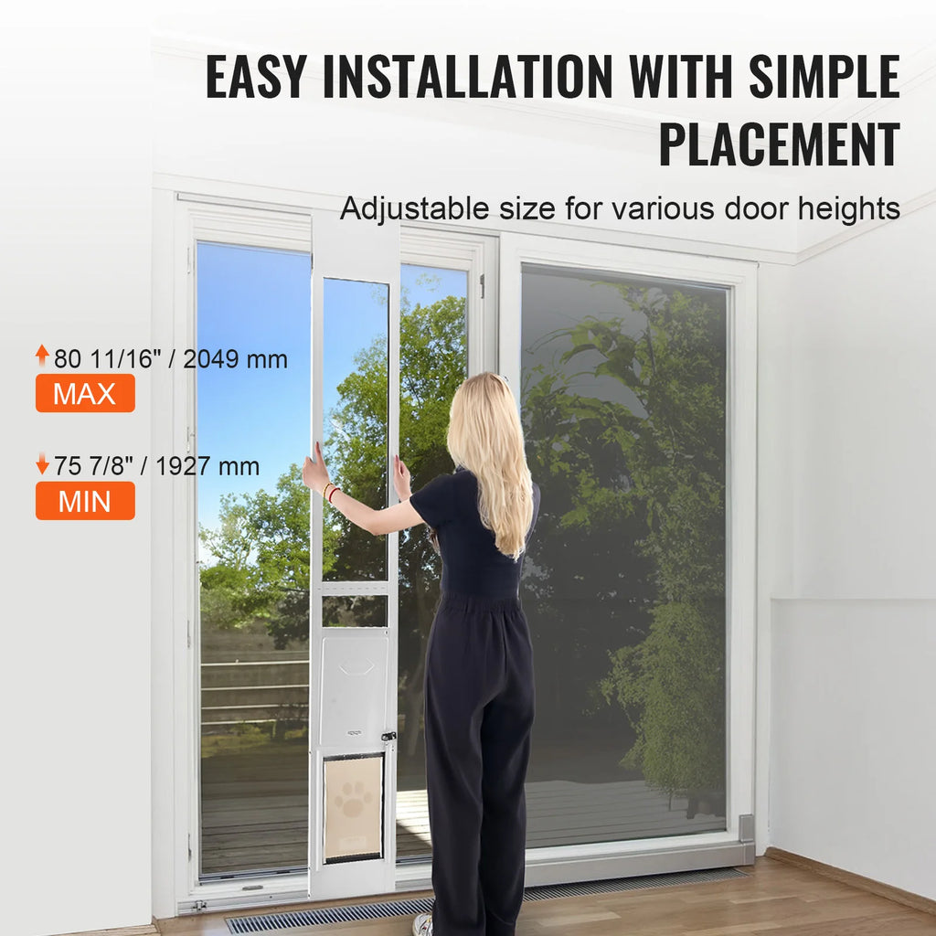 Sliding Glass Door, Adjustable Height Doggy Sliding Door ,Aluminum Frame, Tempered Glass Pet Door