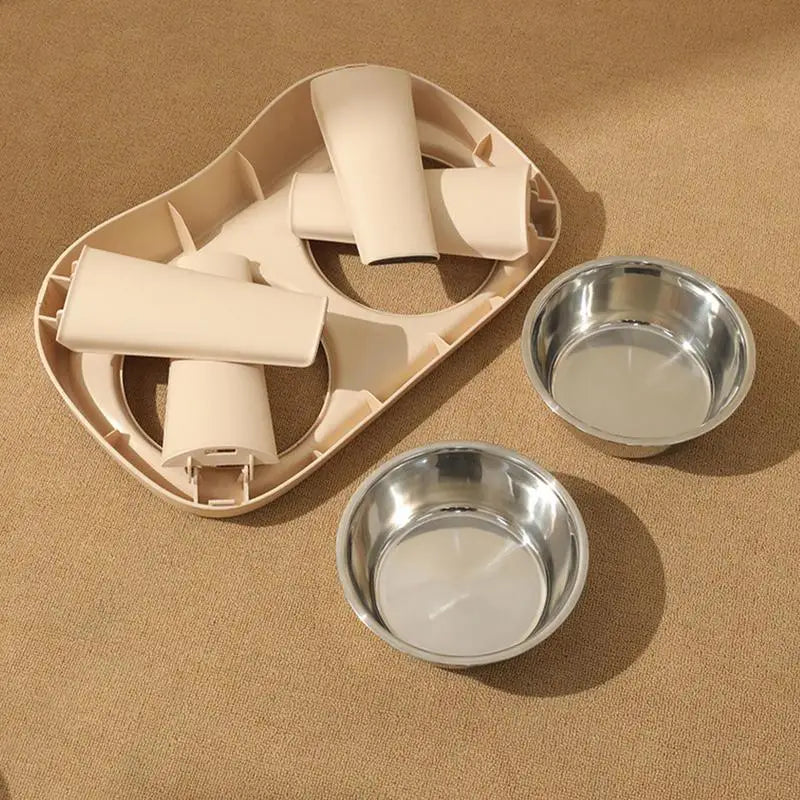Elevated Dog Feeder Bowls , foldable , Raised Stand with Double Stainless Steel Bowls for Small , Medium and Large Dogs
