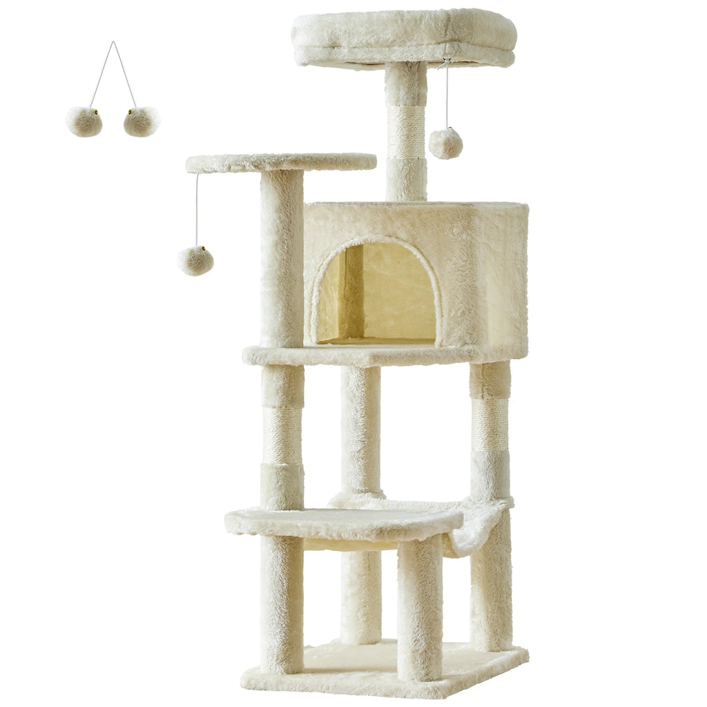 JHK 44In Cat Tree Tall Multi-Cat Climbing Tower ,Scratching Posts ,Stable Pet House for Indoor Cat
