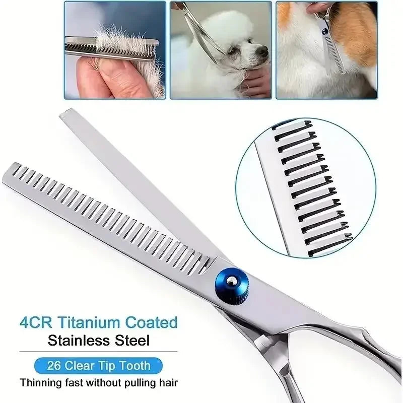 Ambidextrous Pet Safe Scissors ,Stainless Steel Grooming Shears with round Head for Precision Trimming