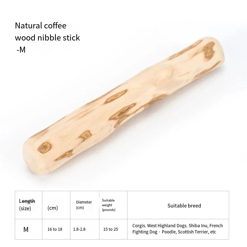Natural Coffee Wood Dog Chew Toy,  Long Lasting Chewable Stick, Stress Relief