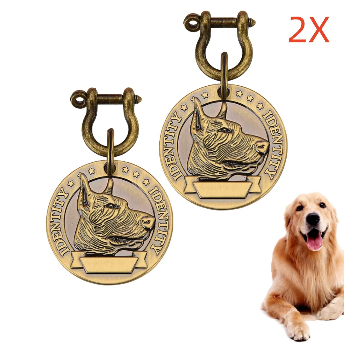 VIP Customizable Engraved Pets ID Tag for Dogs and Cats. Bronze Nameplate Tags Personalized  Collar ID Pendant