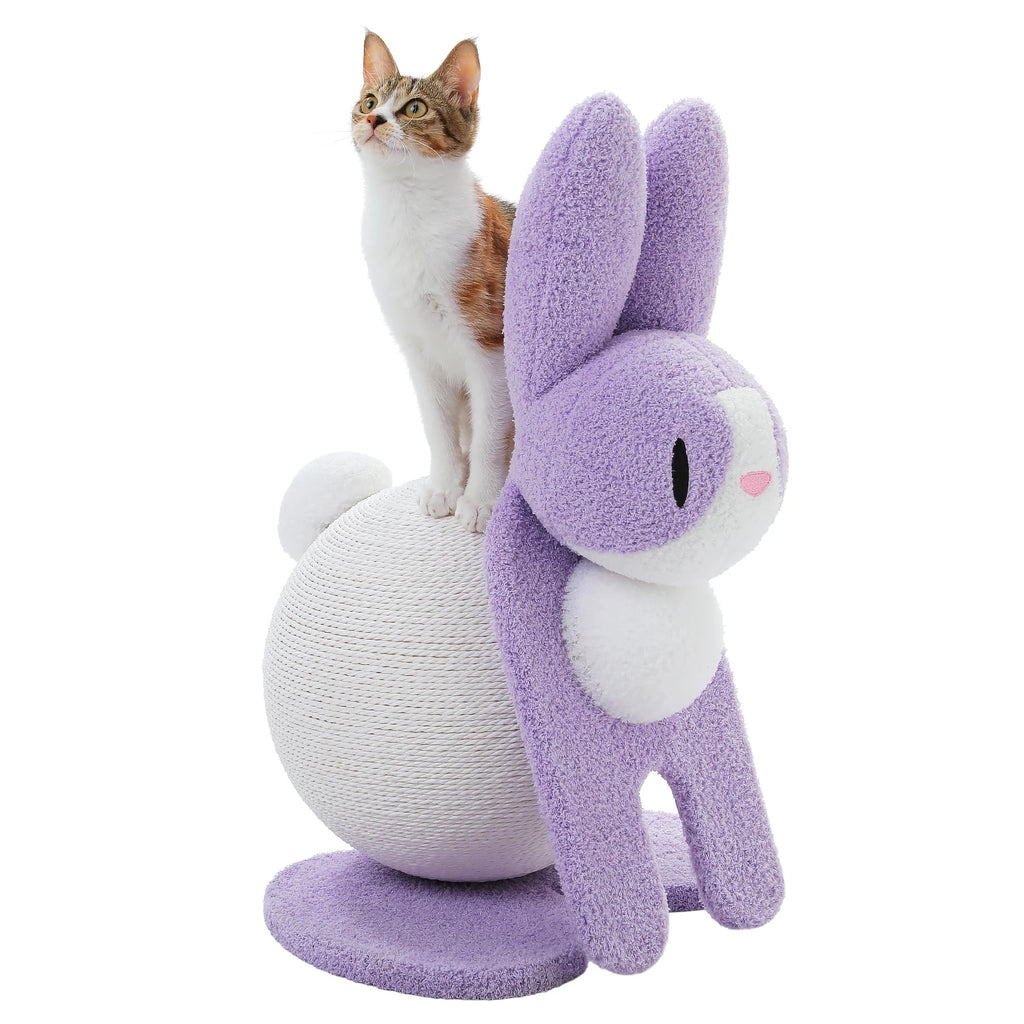 Cute Cat Scratching Post for Kittens and Cat, Rabbit Cat Scratcher with Paper Rope