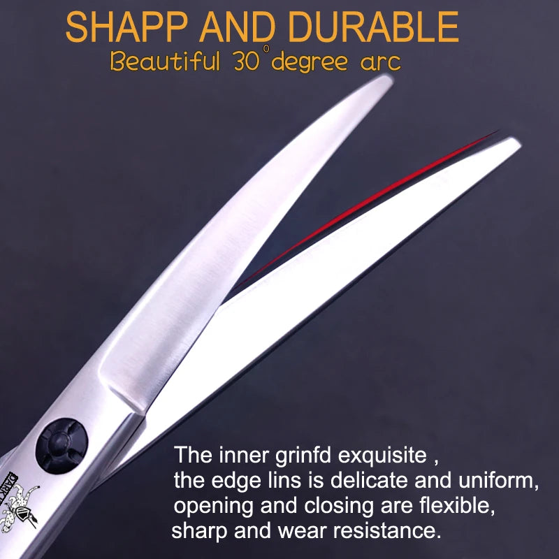 Dog grooming and trimming tools, pet scissors, 6.5 "7.0" 7.5 ", professional pet grooming scissors, curved and finely trimmed