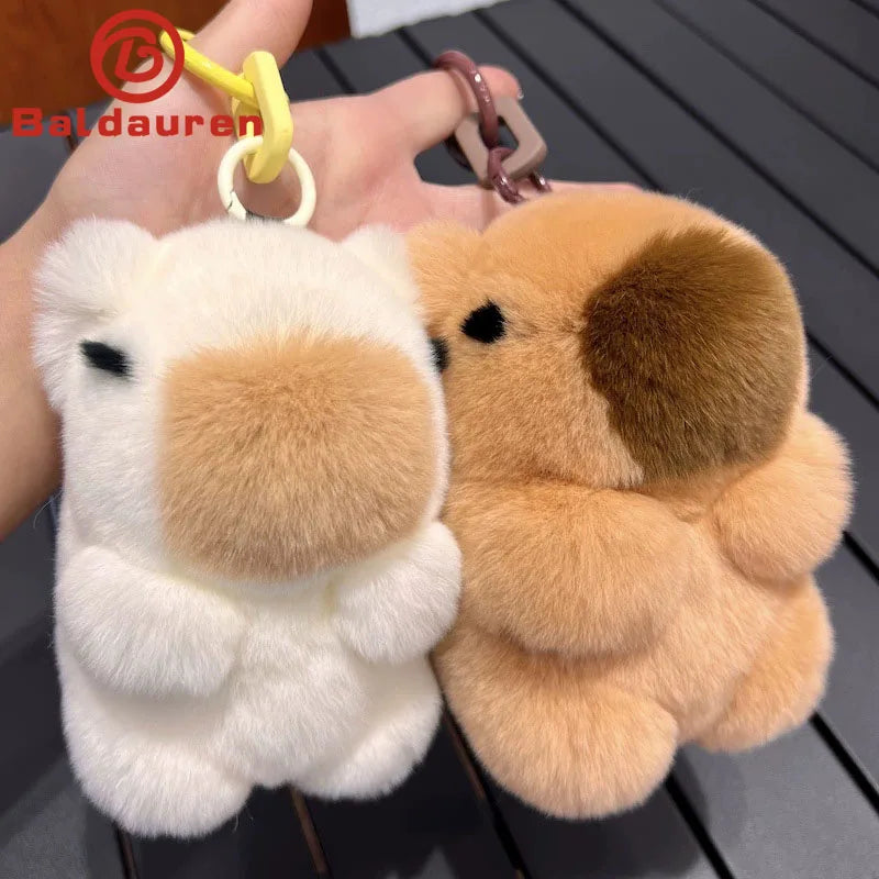 Mini Real Rex ,Rabbit,Bunny Keychain Women Bag Charm ,Jewelry Pendant Car Key Metal Ring Classic Ornament
