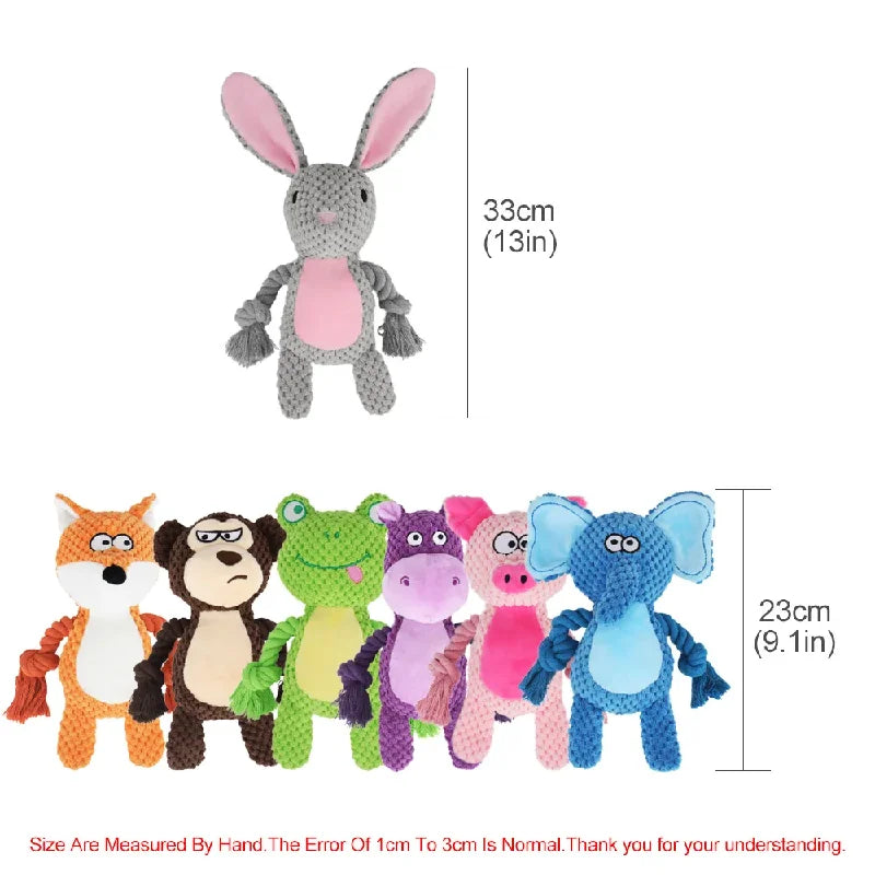 Cute Animal Rope Dog Toy, Cute Plush Puppy Chew Squeak Knot Toy