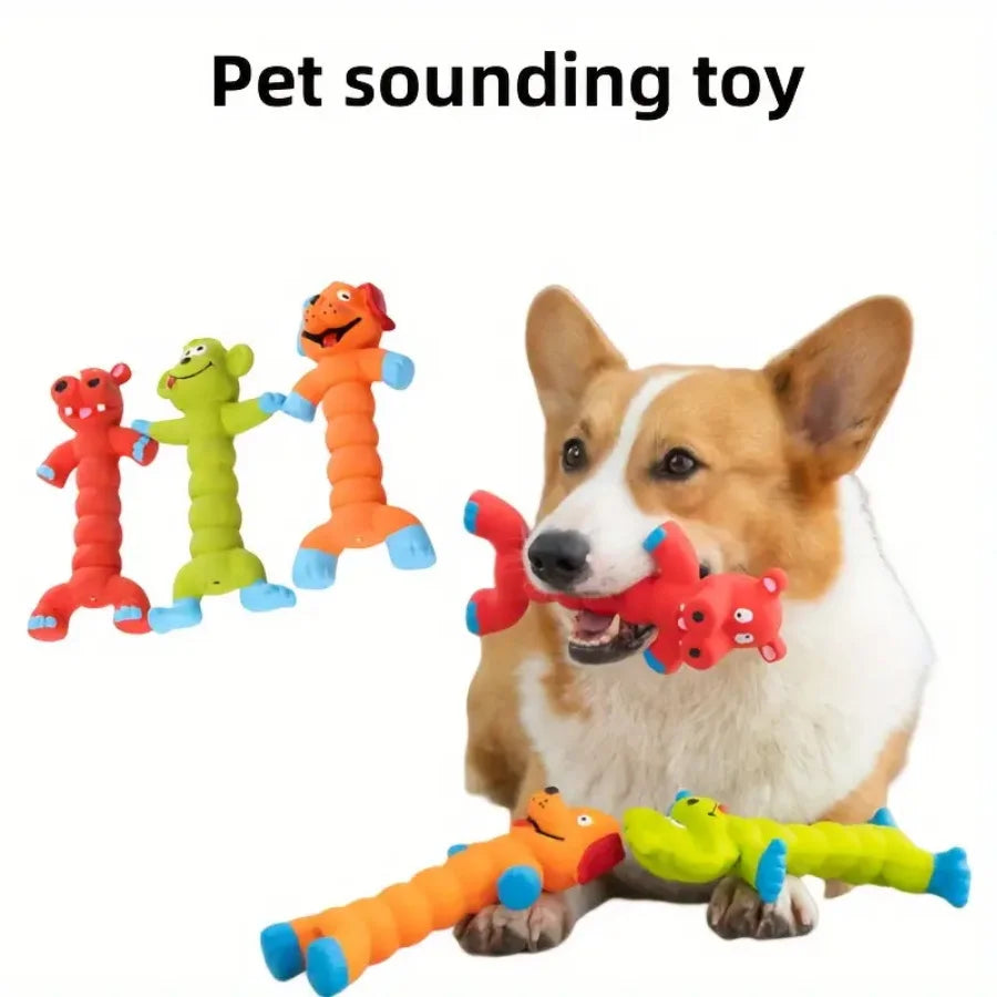 Dog Squeaky Toy, Latex Teeth Cleaning Chew Toy ,Self-Play Interactive Puppy ,Durable Chewing Toy