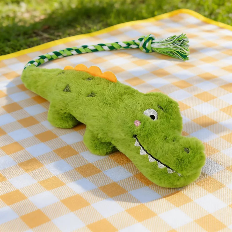 Pet Crocodile Chew Knotted Indestructible Plush Raw Dog Play Toy ,Cute Animal Rope ,Safe ,Puppy Tooth Chew Dog Tough