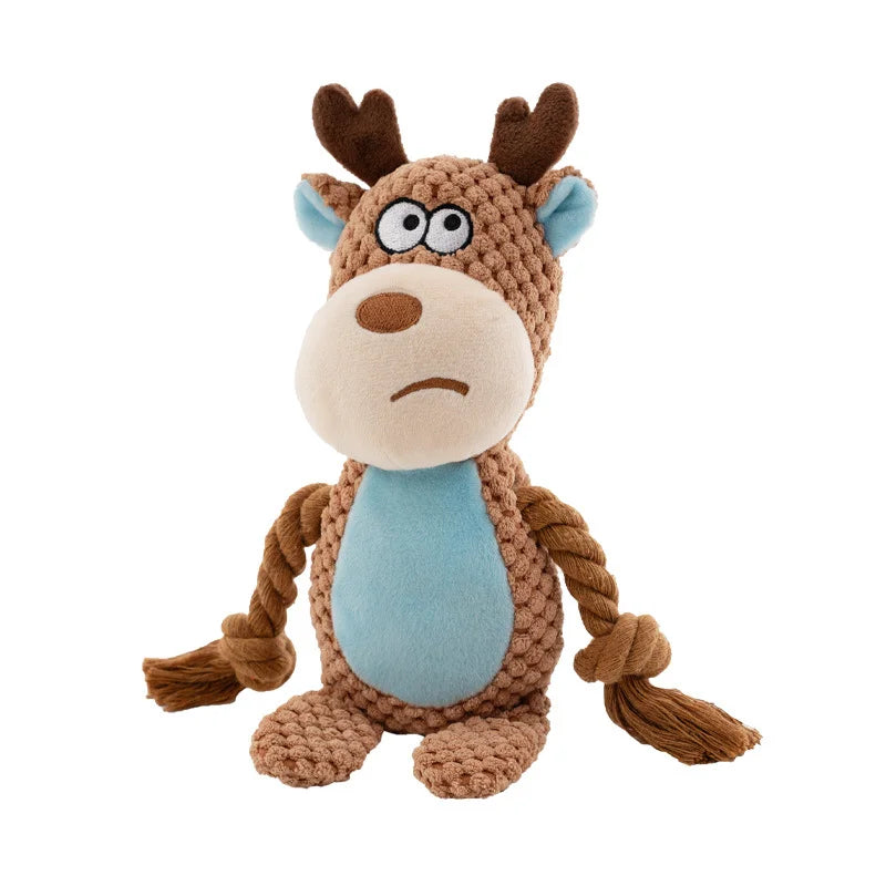 Cute Animal Rope Dog Toy, Cute Plush Puppy Chew Squeak Knot Toy