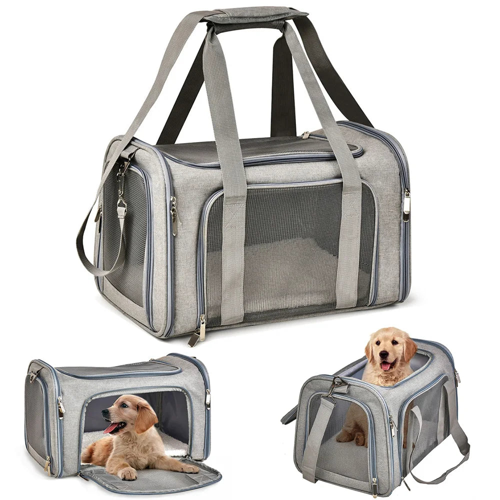 Pet Carrier Bag , Soft Side Backpack Travel Bag, Airline Approved Transport For Small Dogs and Cats