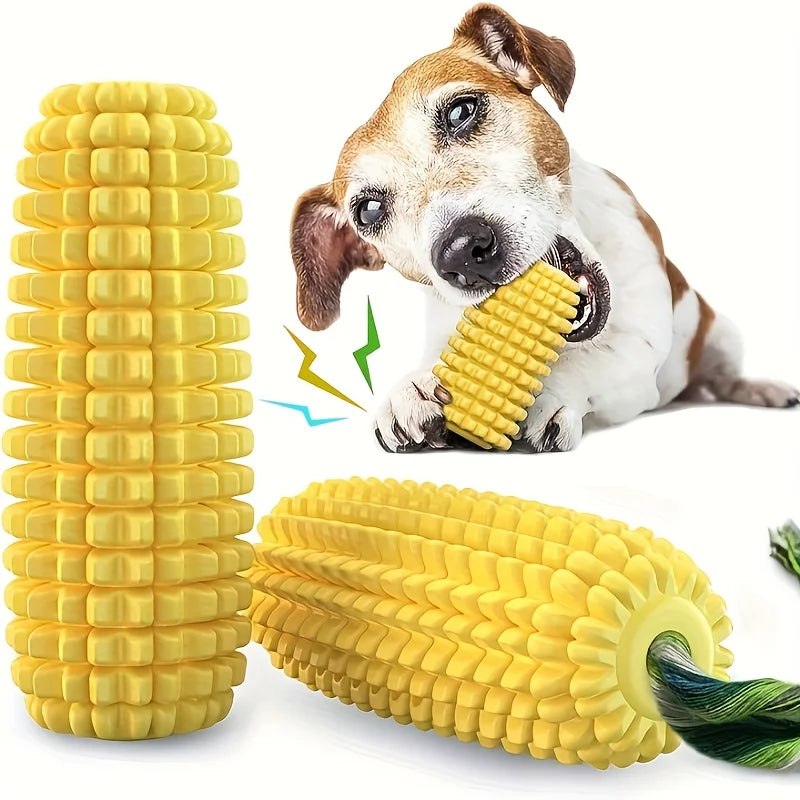 Indestructible Dog Chew Toy Heavy-Duty Rubber Bone Corn Grain Texture for Medium, Large Dogs
