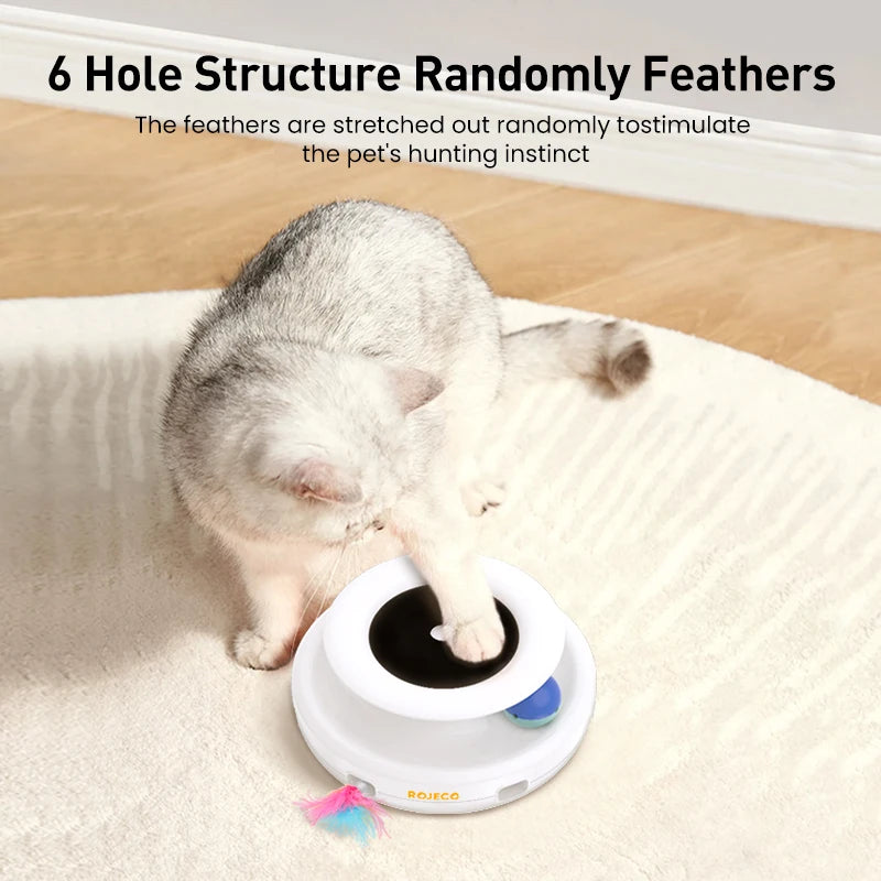 ROJECO 2 in 1 Smart Cat Toys Automatic Feather Fun Ball Toy Set For Cats,5 Modes Electronic Interactive Pet toy
