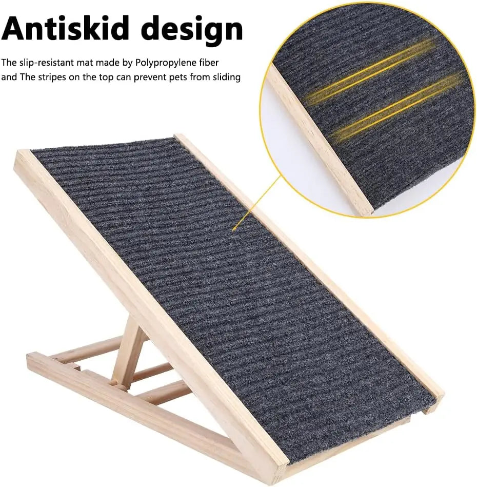 Dog Ramp,  Adjustable 27" Long for Dogs and Cats for Couch or Bed with Anti-Slip Paw Traction, Height 12”to16”, Folds Flat
